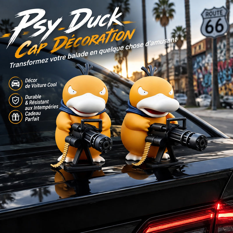 🚗 Figurine Canard Style Gangster avec Mini Gatling pour Voiture