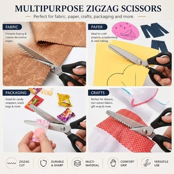 ✂️Ciseaux crantés en acier inoxydable – Ciseaux à tissu en zigzag de 9,1 pouces pour la couture, le patchwork, la confection et les loisirs créatifs