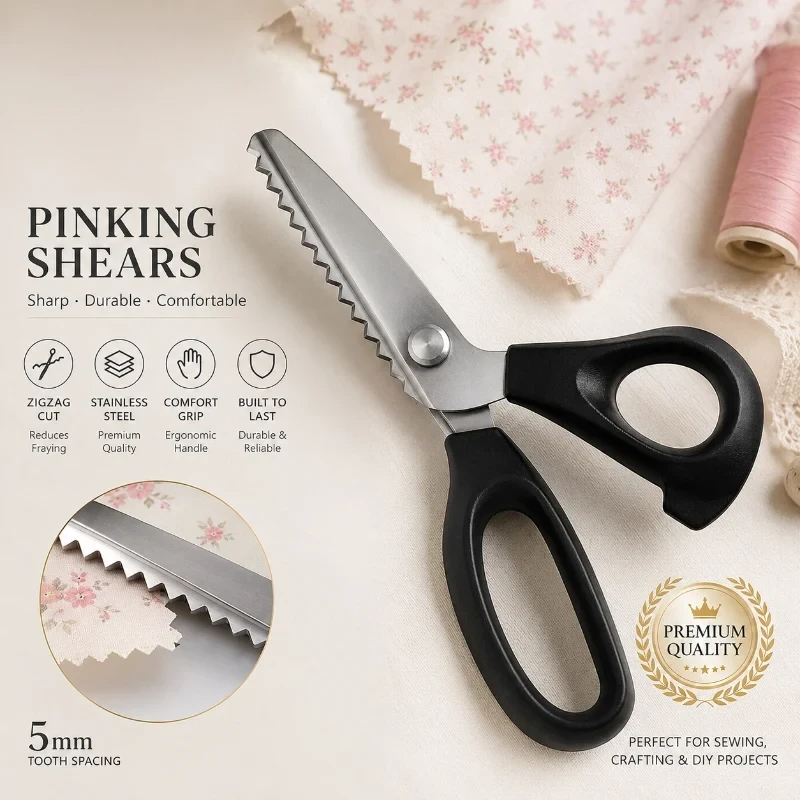 ✂️Ciseaux crantés en acier inoxydable – Ciseaux à tissu en zigzag de 9,1 pouces pour la couture, le patchwork, la confection et les loisirs créatifs