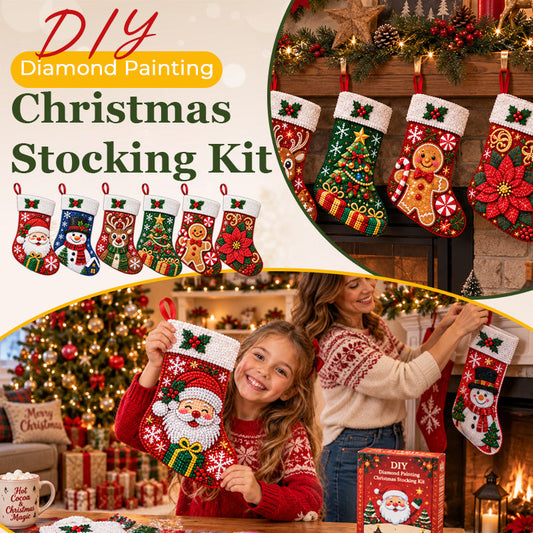 Kit de peinture au diamant « chaussette de Noël » à réaliser soi-même – 6 motifs