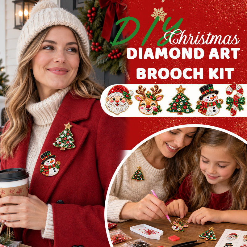 ✨🎄 Kit de broche de Noël à réaliser soi-même en peinture diamant — 6 motifs festifs, pour un look étincelant au quotidien
