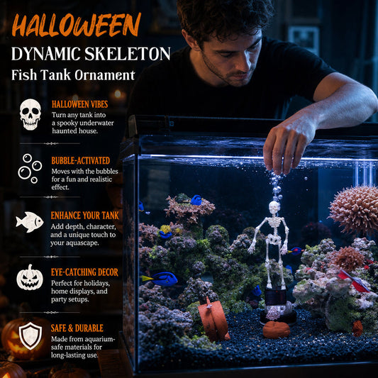 💀 Décoration d'aquarium « Squelette dynamique » : une décoration d'aquarium actionnée par l'air !🐠