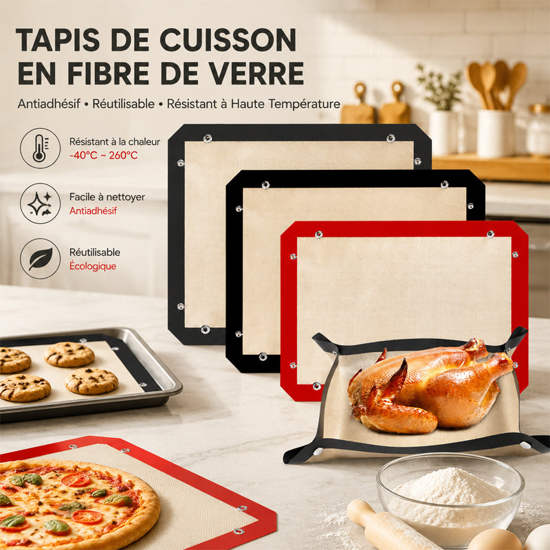 🍗 Tapis de cuisson anti-débordement avec boutons-pression
