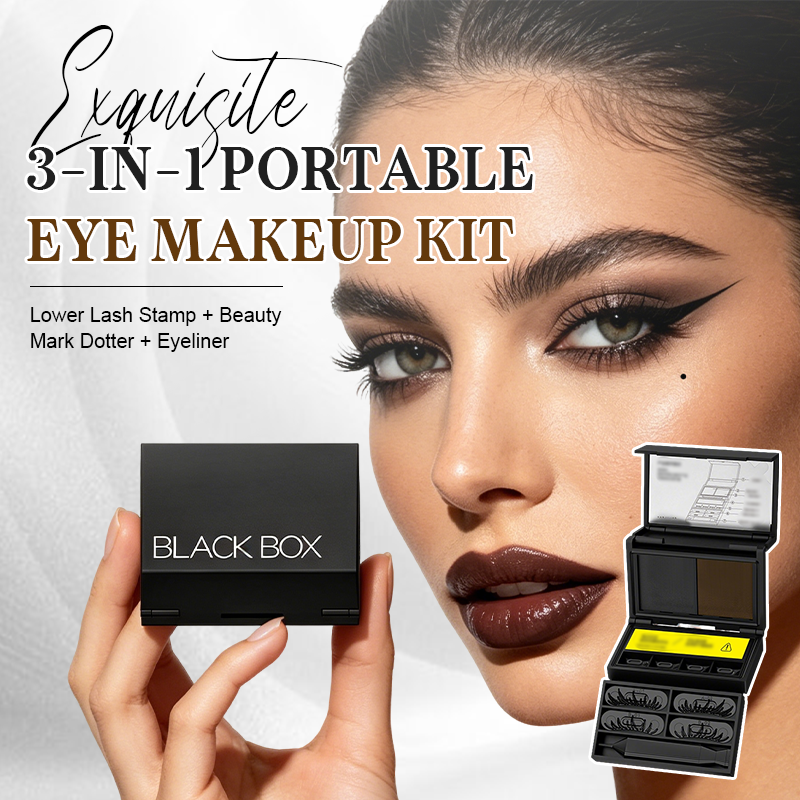 Kit de maquillage pour les yeux 3-en-1 à emporter : tampon pour les cils inférieurs + stylo à grains de beauté + eye-liner