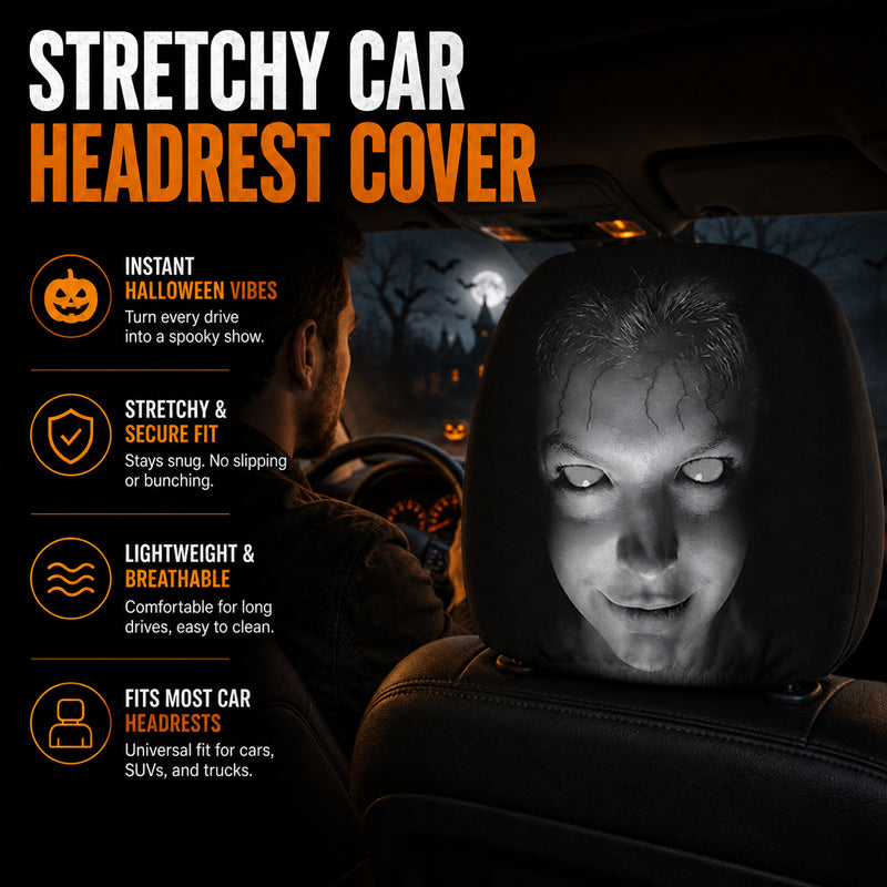 Housse d'appuie-tête imprimée « Funny Face » – Accessoire d'intérieur pour voiture
