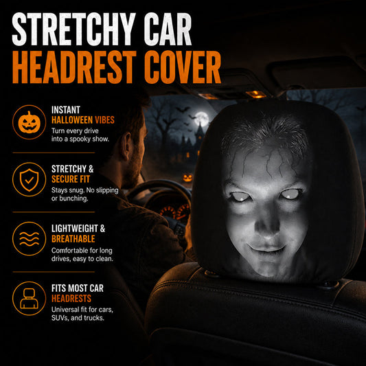 Housse d'appuie-tête imprimée « Funny Face » – Accessoire d'intérieur pour voiture