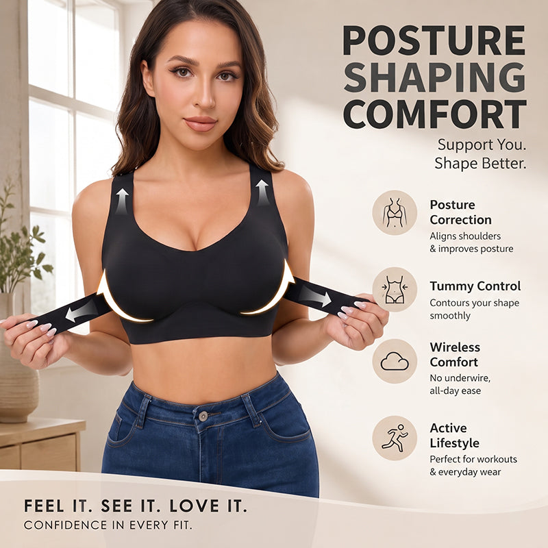 Soutien-gorge de sport pour femme, corrigeant la posture et lissant le dos, avec fermeture à l'avant