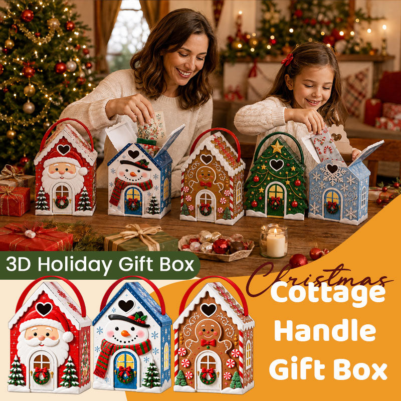 Coffret cadeau « Christmas Cottage » avec poignée – Coffret cadeau festif en 3D pour bonbons et biscuits