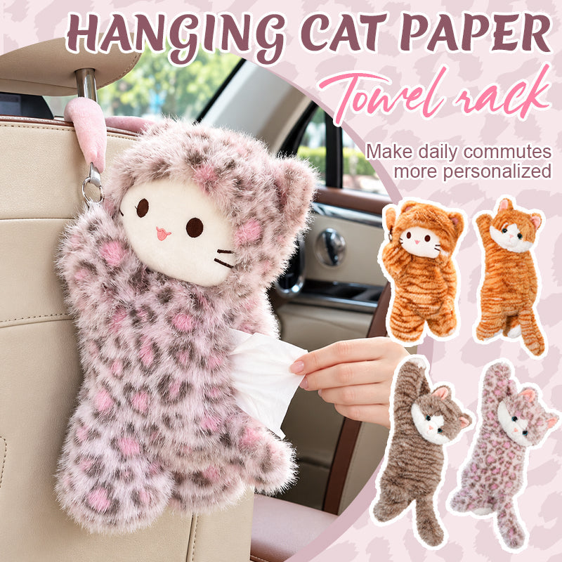 Porte-mouchoirs de voiture en forme de chat en peluche à suspendre