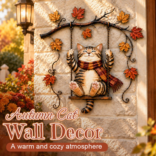 🍁Décoration murale en métal « Chat d'automne »🐱