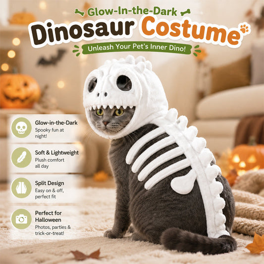 Déguisement de chat en squelette de dinosaure - Des vêtements amusants pour animaux de compagnie