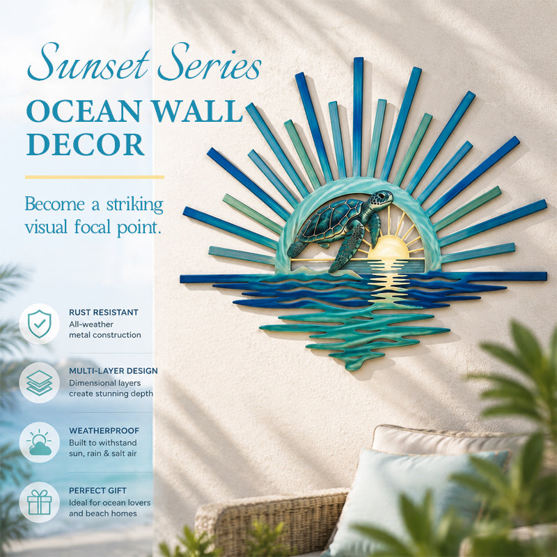 🌅 Décoration murale en métal « Legend of the Sunset Tides » – 🌊 Décoration murale en métal de style nautique vintage