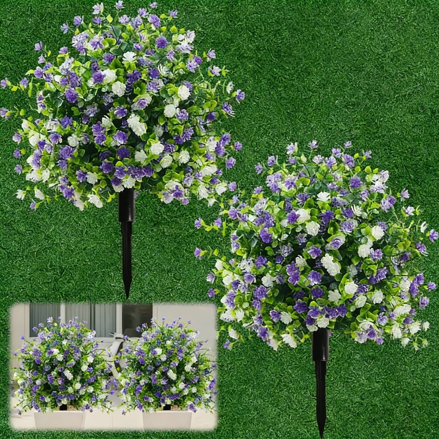 🌸Arbres artificiels en pot avec piquets de fixation au sol