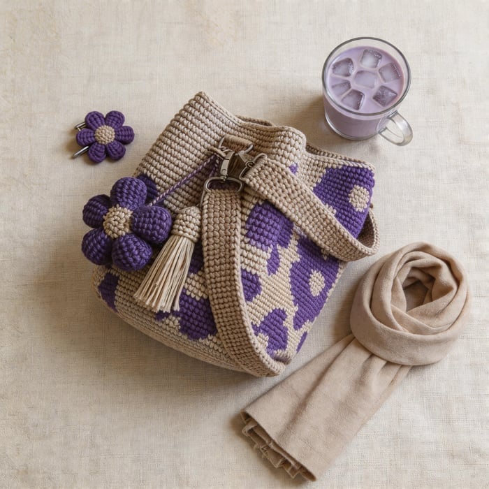Sac fourre-tout à fleurs au crochet fait main 🌼✨