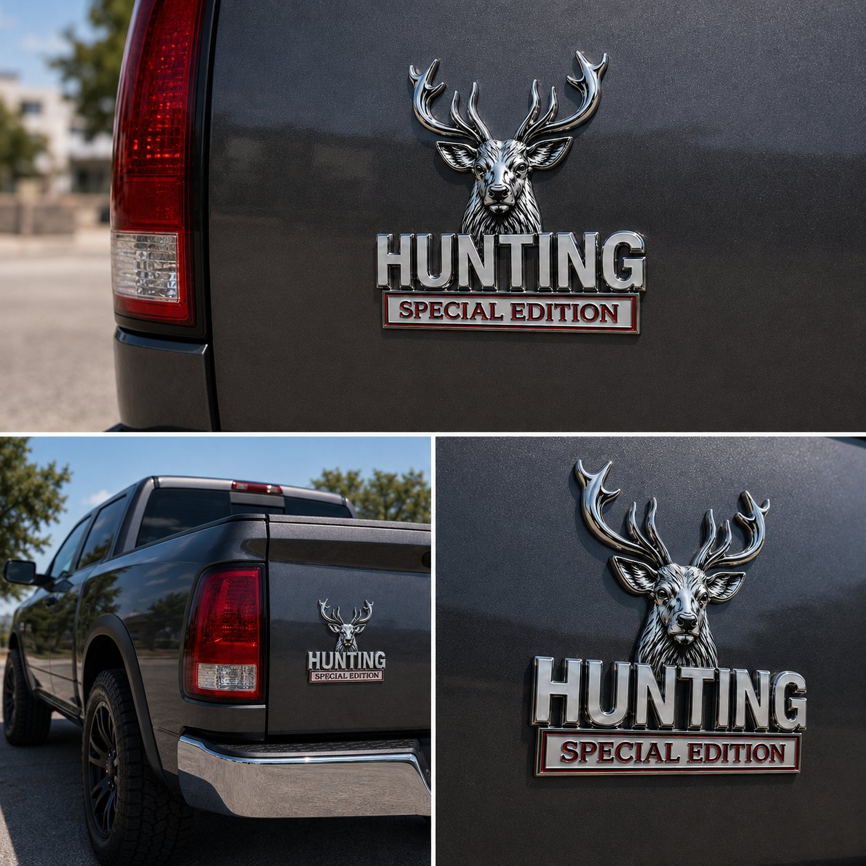 🦌 Emblème « HUNTING » Édition spéciale – Insigne automobile haut de gamme en métal 3D pour les passionnés de chasse