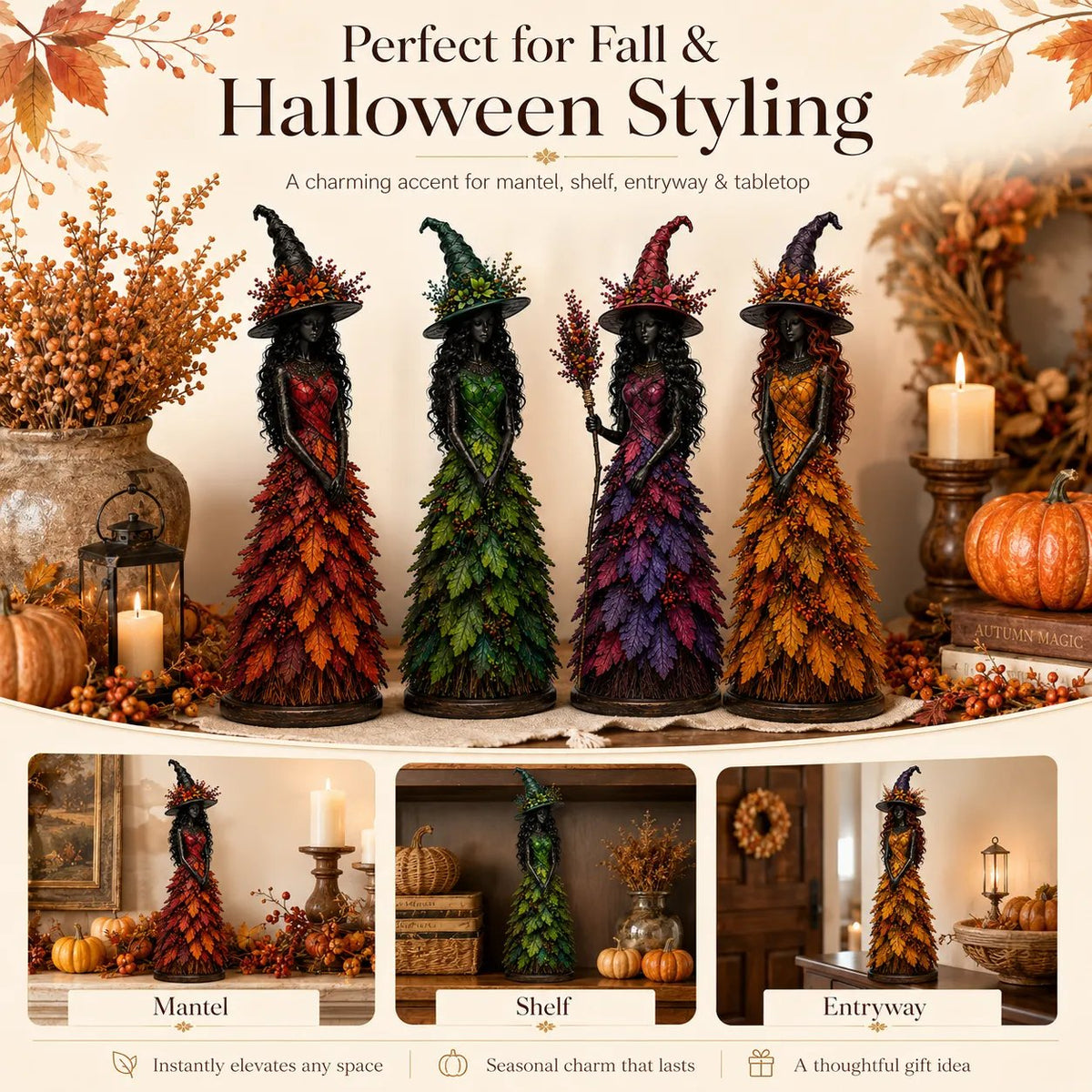 💥DERNIER JOUR : 50 % DE RÉDUCTION - 🧙 Figurine « Sorcière d'automne enchantée » (📦 Achat de 3 articles : livraison gratuite)