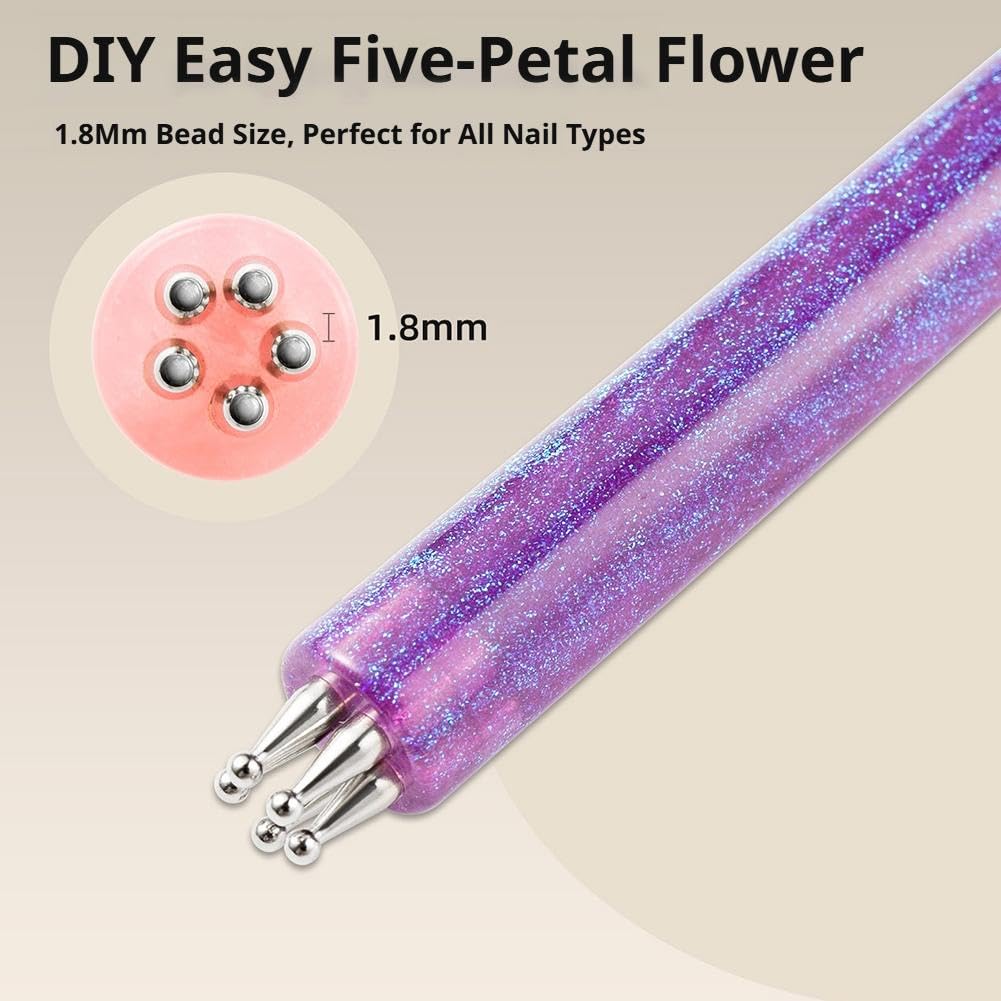 🌈Stylo à pois pour ongles « Fleur à 5 pétales »💅
