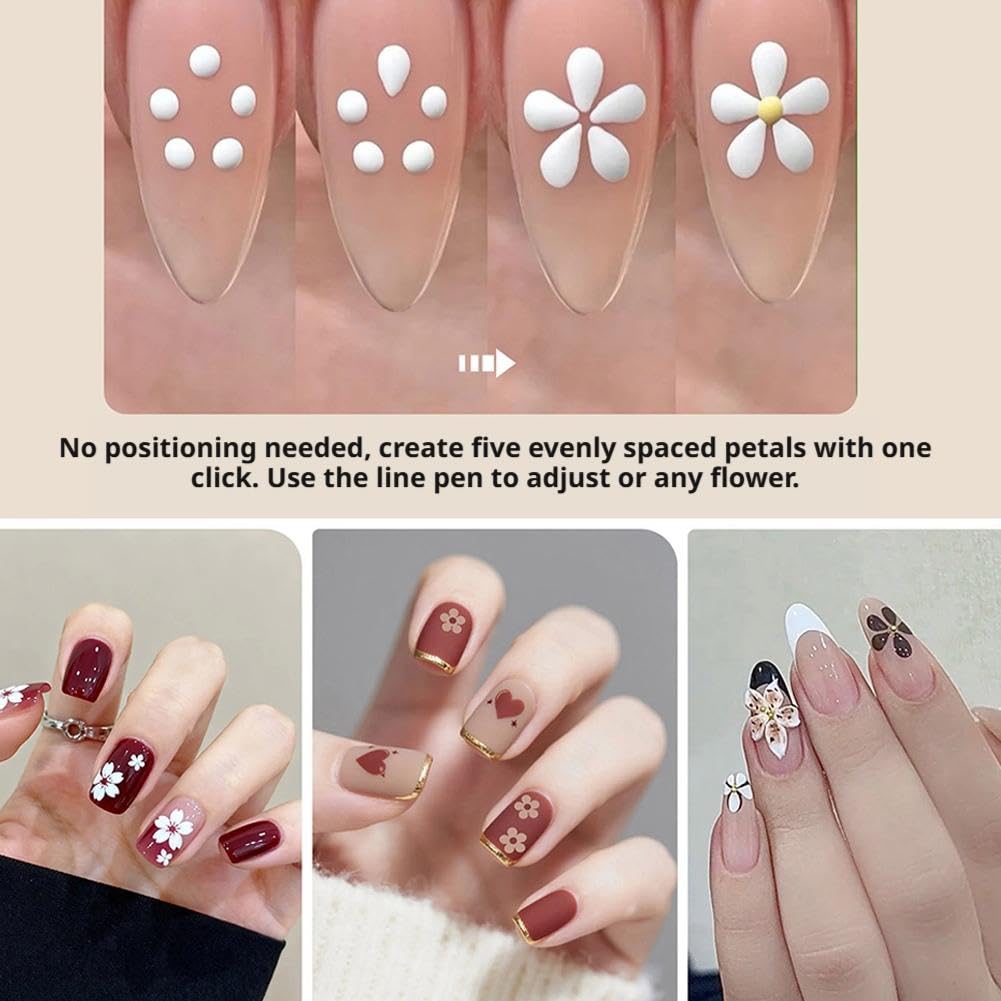 🌈Stylo à pois pour ongles « Fleur à 5 pétales »💅
