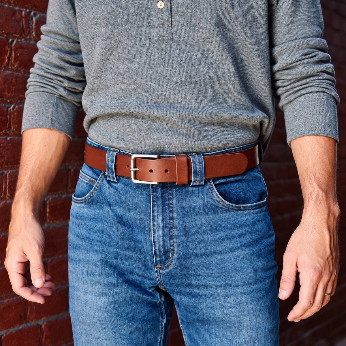 🔥 Ceinture en cuir de buffle pleine fleur fabriquée à la main – Conçue pour durer