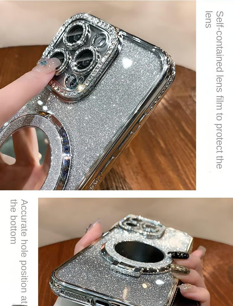 📲✨Étui protecteur pour miroir de maquillage avec support à paillettes dégradées