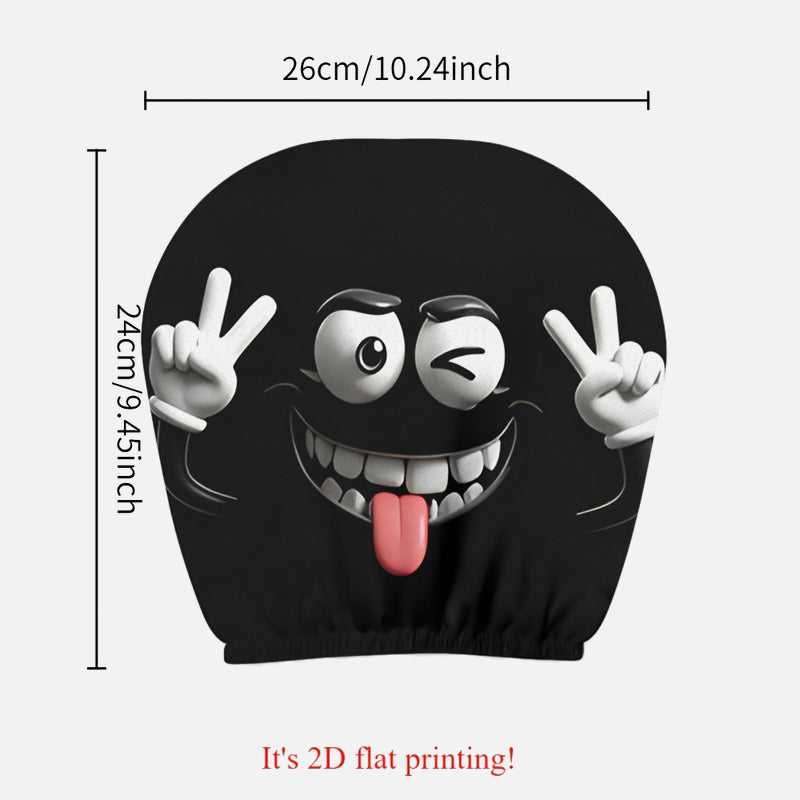 Housse d'appuie-tête imprimée « Funny Face » – Accessoire d'intérieur pour voiture