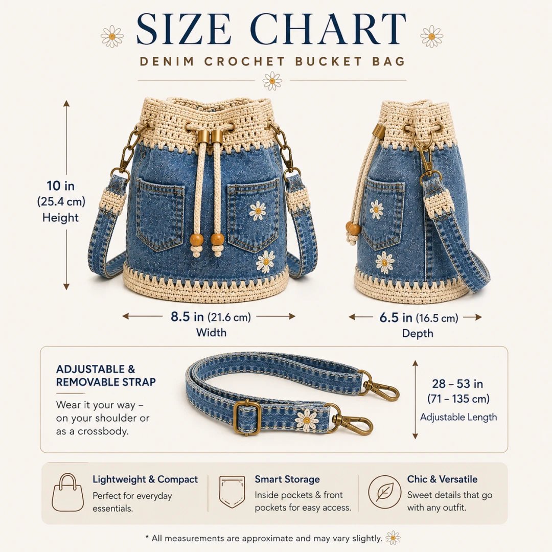 🔥PROMOTION EXCEPTIONNELLE : 50 % DE RÉDUCTION✨👜Sac seau en denim au crochet