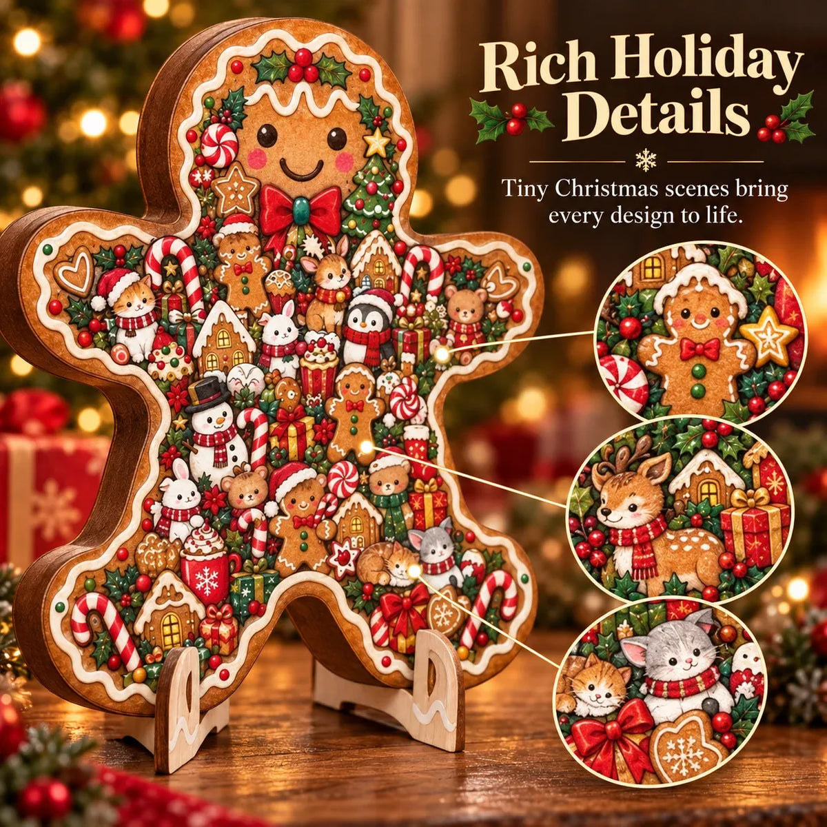 🎄Puzzle de Noël en bois avec support | 9 motifs festifs à assembler et à exposer 🧩