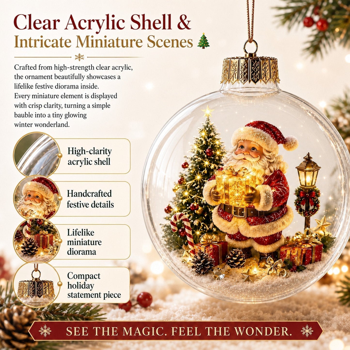 🎄Décoration de Noël lumineuse en forme de diorama – Un petit monde hivernal dans la paume de votre main👼