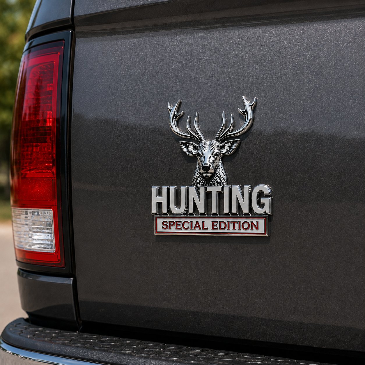 🦌 Emblème « HUNTING » Édition spéciale – Insigne automobile haut de gamme en métal 3D pour les passionnés de chasse