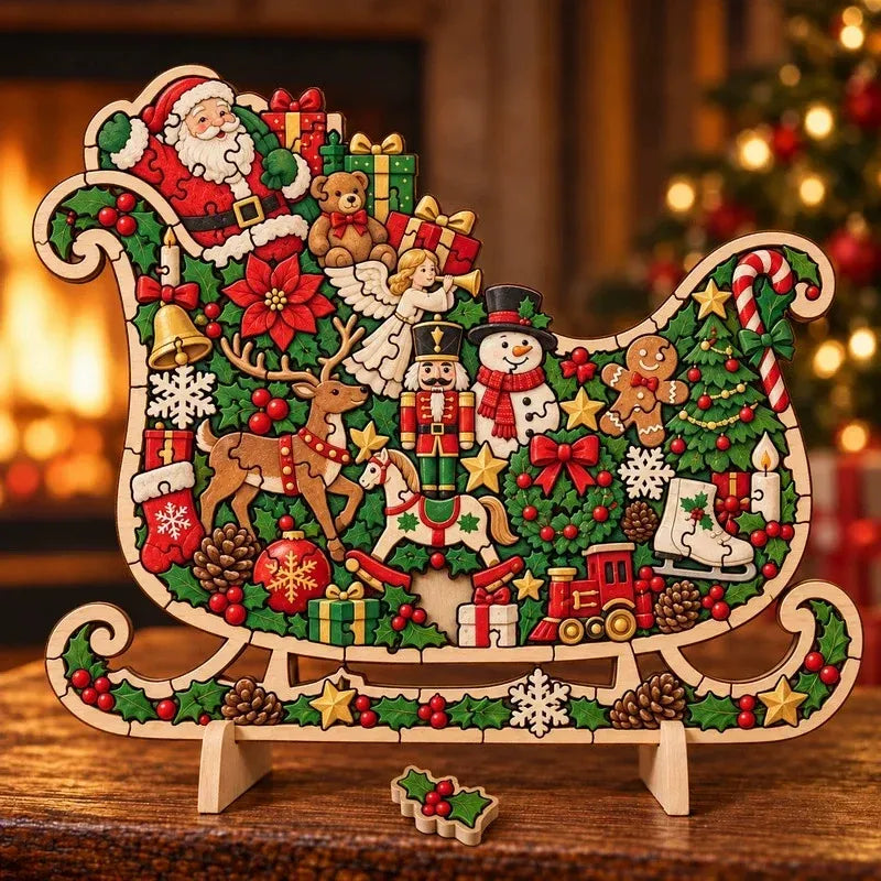🎄Puzzle de Noël en bois avec support | 9 motifs festifs à assembler et à exposer 🧩