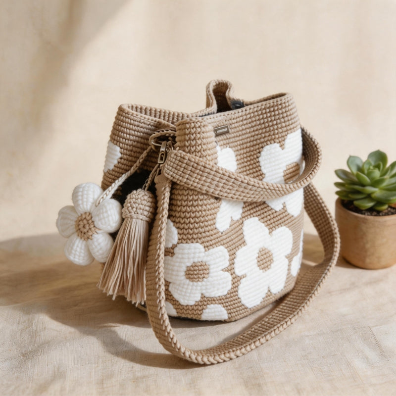 Sac fourre-tout à fleurs au crochet fait main 🌼✨