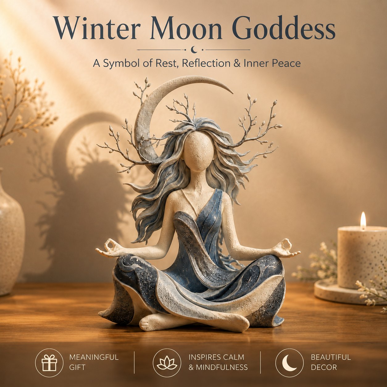 🧘 Sculpture de méditation apaisante | Objet de décoration d'intérieur serein