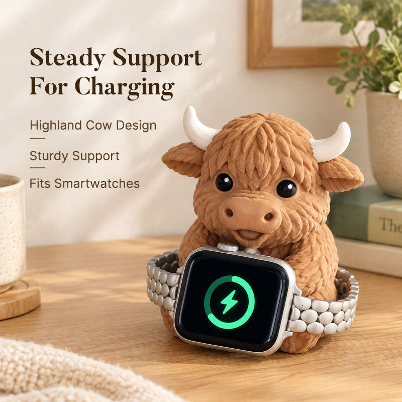 Support de recharge pour montre connectée « Highland Cow »