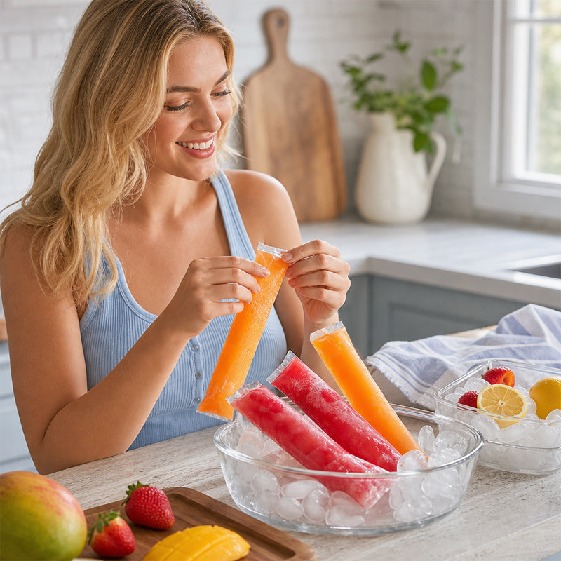 Sachets jetables pour glaces à l'eau - Moules à glaces à l'eau maison à faire soi-même - Sachets auto-fermeables de qualité alimentaire