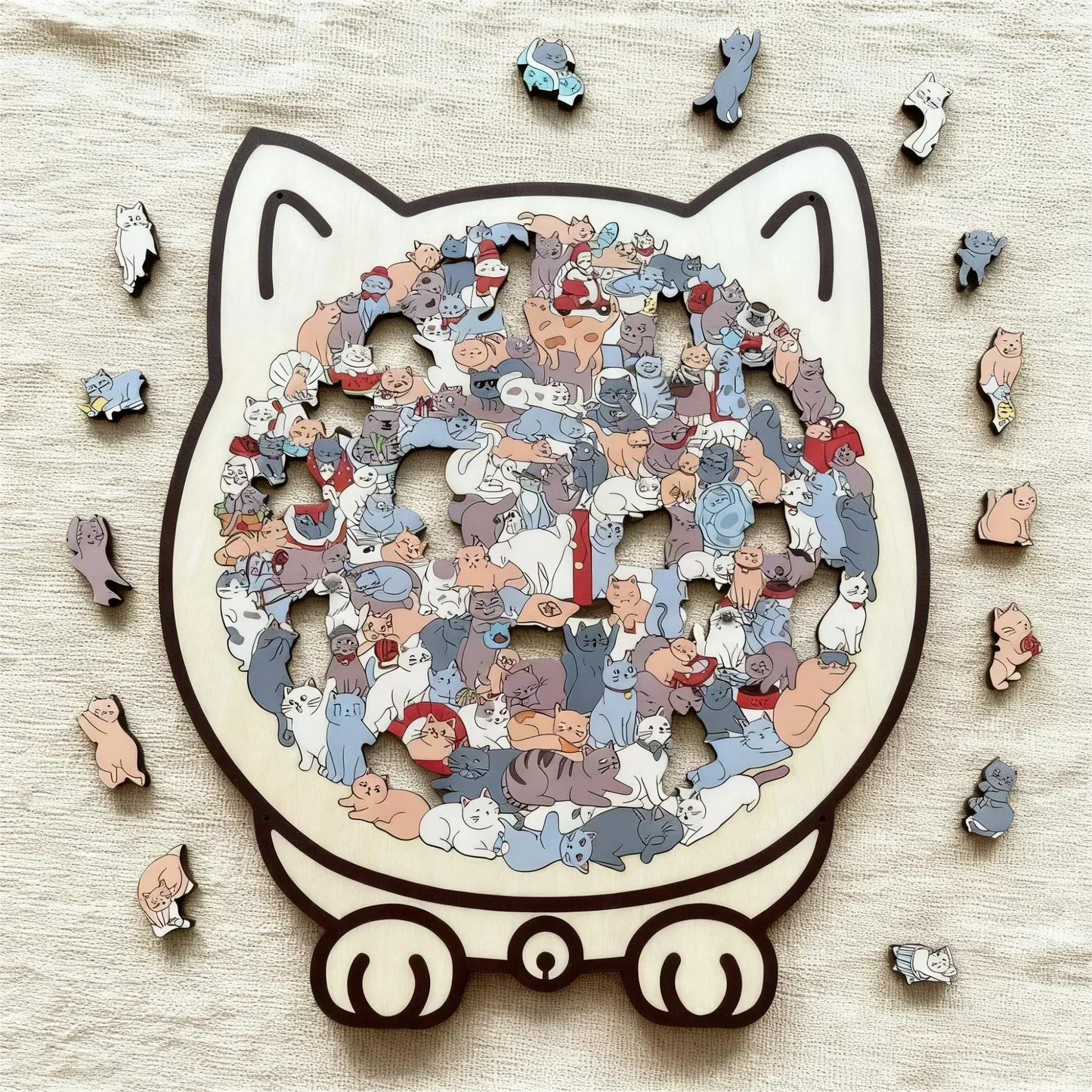 ⏳Spécial à durée limitée⏰Puzzle en bois de 135 pièces en forme de chat😸