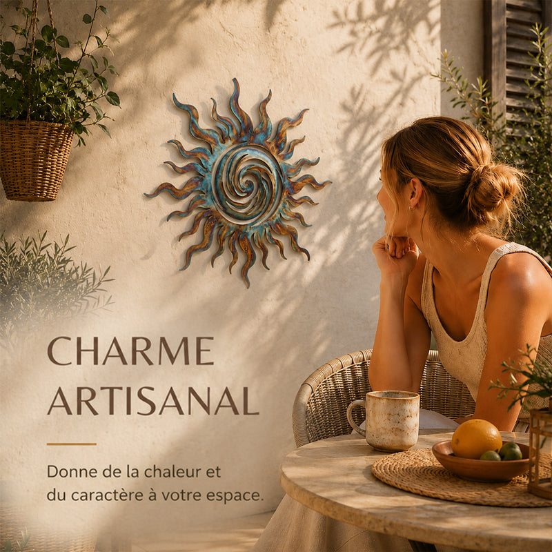 Décoration Murale Soleil En Silhouette Tourbillonnante Pour Intérieur Et Extérieur