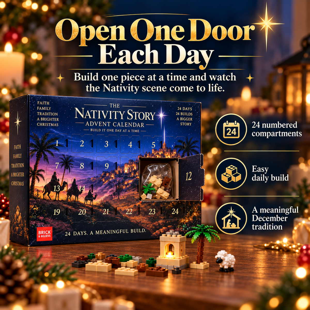 Calendrier de l'Avent de la Nativité – Crèche de Noël à monter en 24 jours