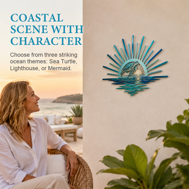 🌅 Décoration murale en métal « Legend of the Sunset Tides » – 🌊 Décoration murale en métal de style nautique vintage