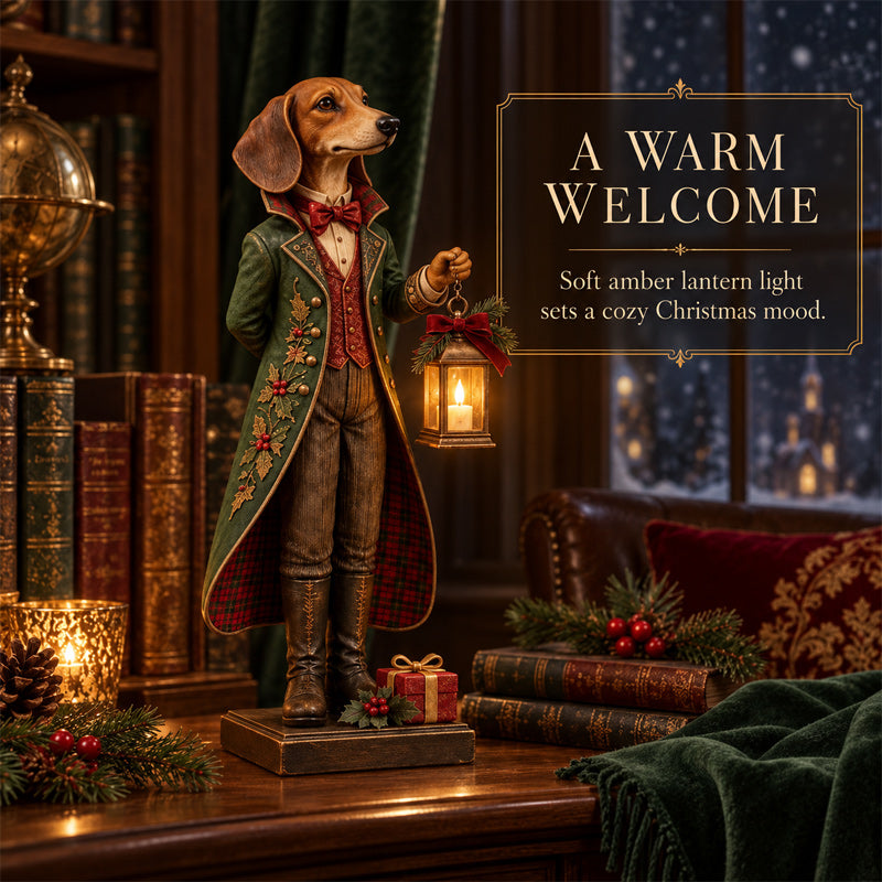 Décoration de Noël en forme de lanterne représentant un teckel