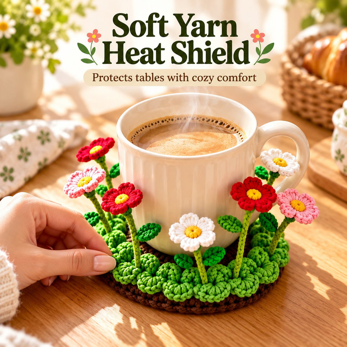 🌸50 % DE RÉDUCTION🌸 Sous-verre floral au crochet fait main | Everlasting Table Art 🌸