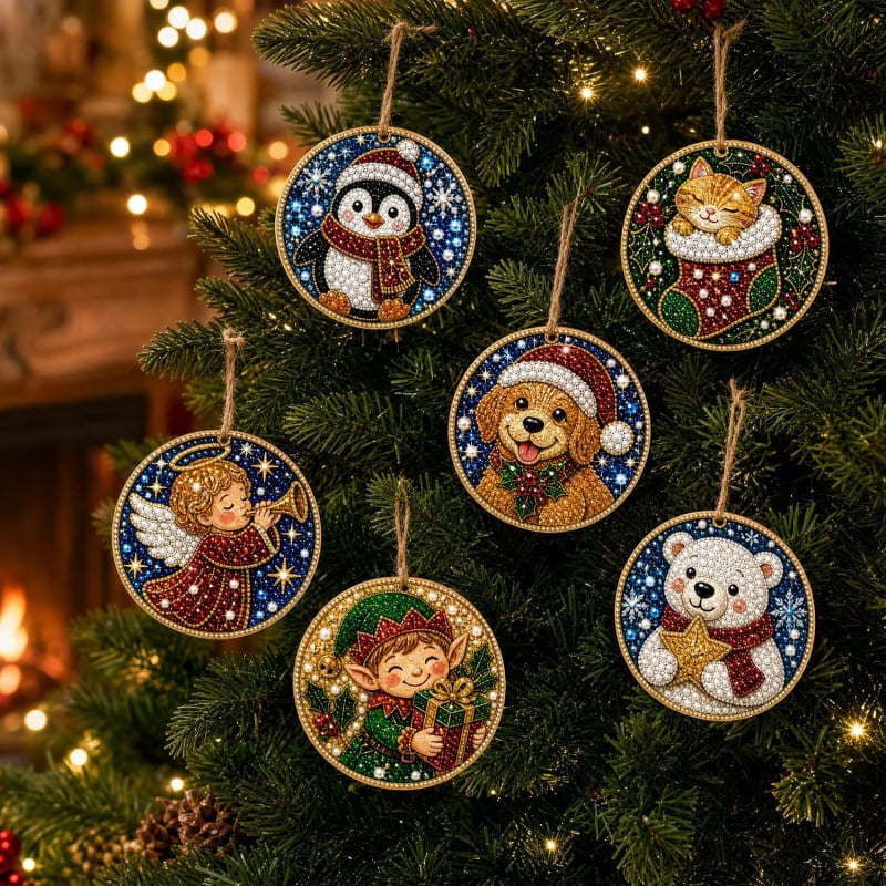 Kit de bricolage de Noël : décorations à réaliser soi-même en peinture diamant – Décorations artisanales à accrocher au sapin de Noël
