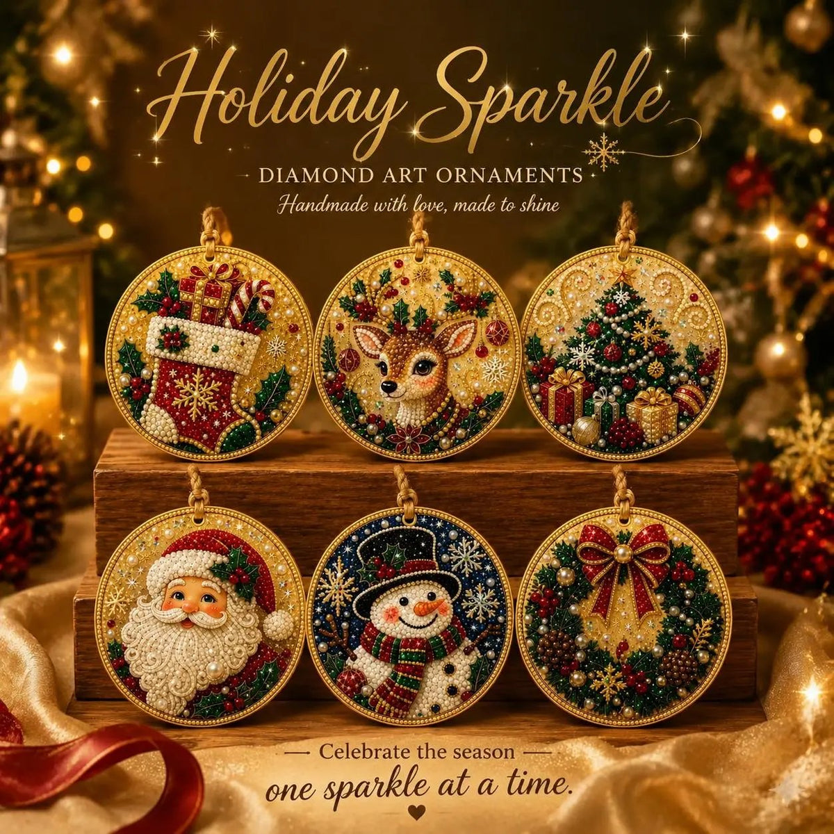Kit de bricolage de Noël : décorations à réaliser soi-même en peinture diamant – Décorations artisanales à accrocher au sapin de Noël