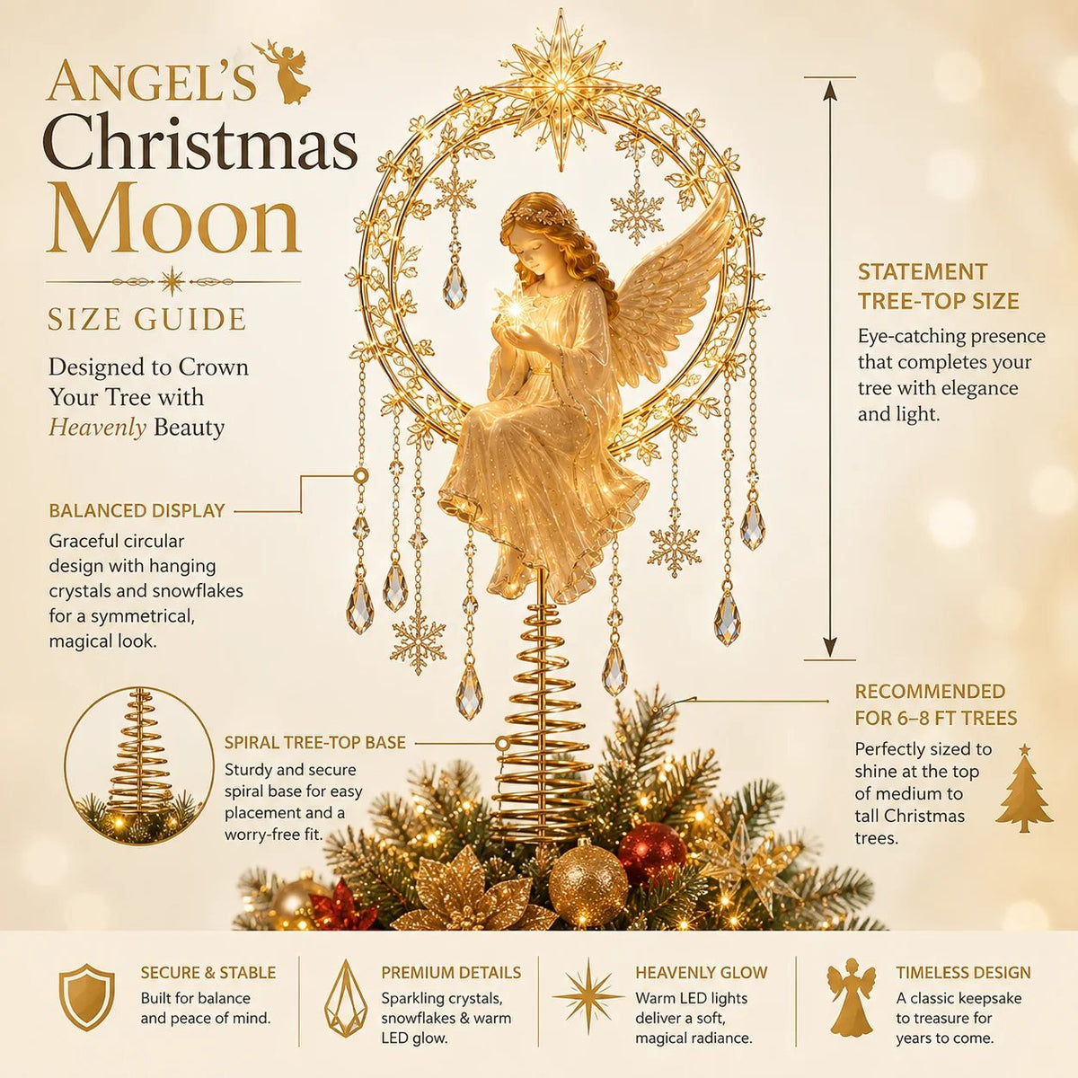 👼 Angel’s Christmas Moon™ – Une lueur céleste pour votre sapin ✨