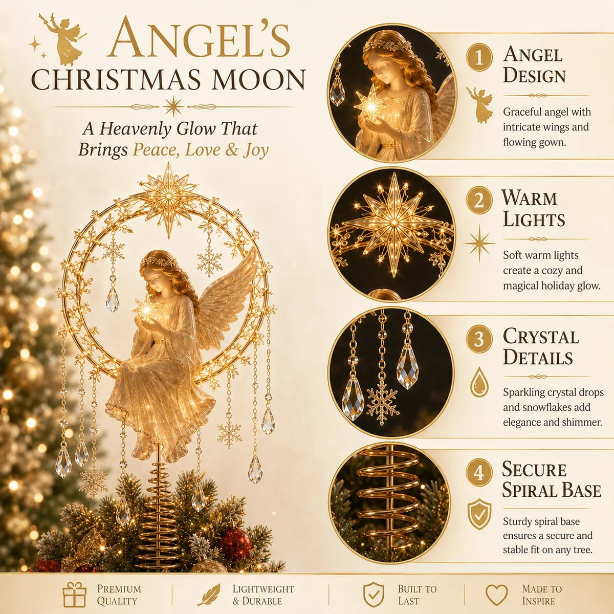 👼 Angel’s Christmas Moon™ – Une lueur céleste pour votre sapin ✨