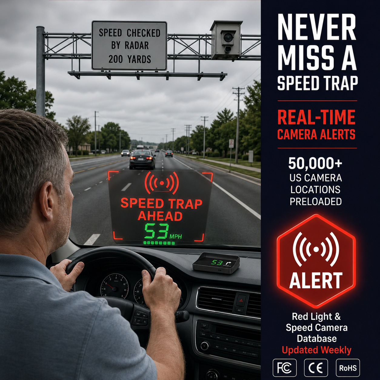 Head-Up Display (HUD) – GPS pour voiture avec compteur de vitesse numérique