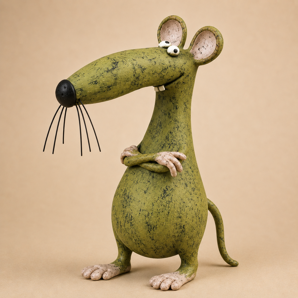 Figurine vintage fantaisiste représentant une souris et un chat