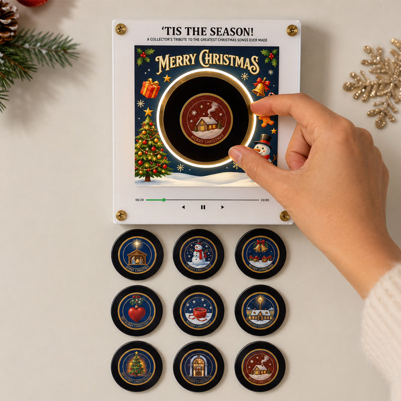Autocollants de Noël pour réfrigérateur | Décoration interactive pour les fêtes avec 9 chansons de Noël classiques