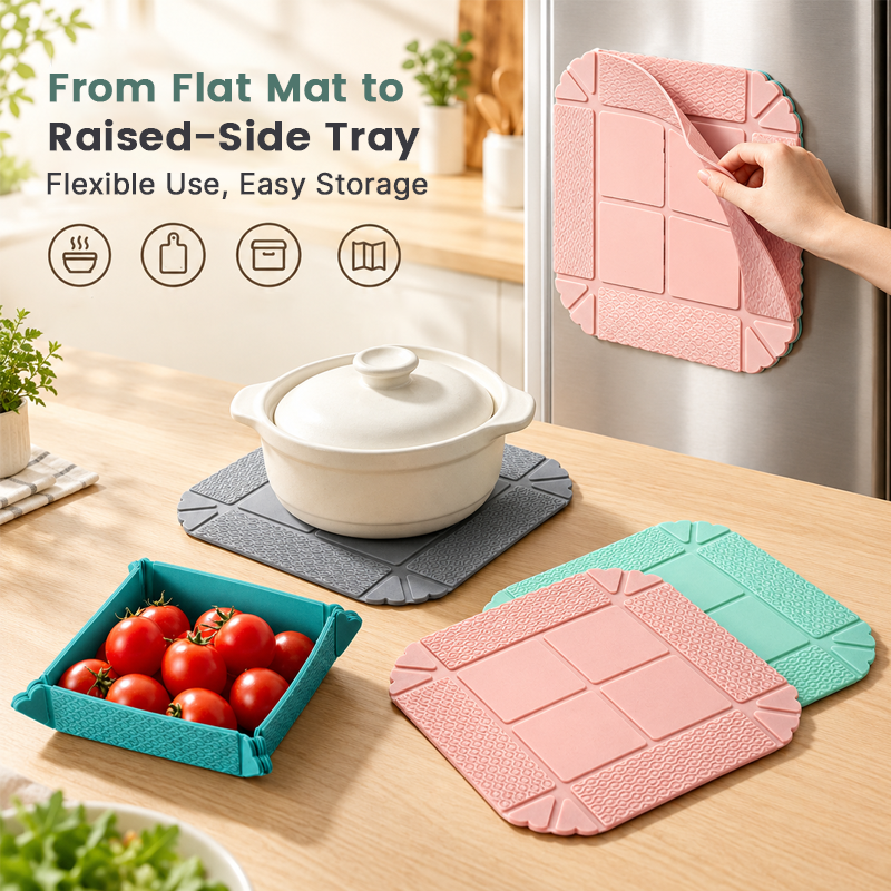 Tapis pliable résistant à la chaleur et plateau de rangement