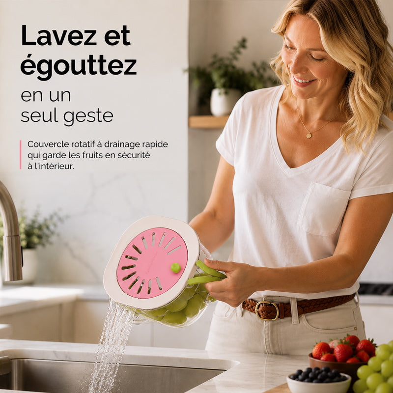 Panier de drainage télescopique multifonctionnel 2-en-1 pour fruits et légumes