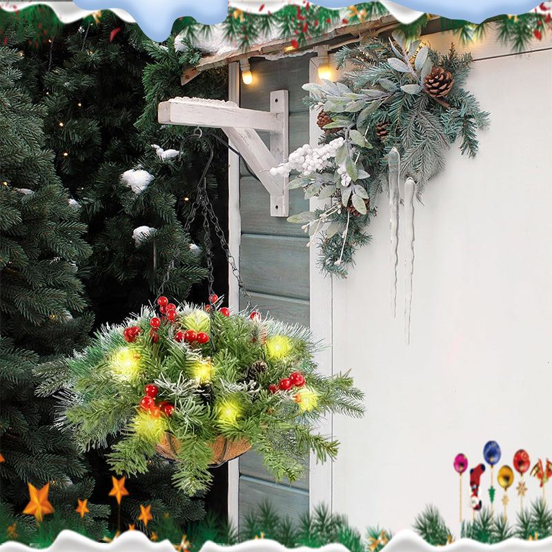 🎄Offre spéciale Noël🏆 Couronne de Noël artificielle sous forme de panier suspendu